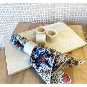 Vintage Beige Plastic Napkin Rings Set of 4 Made in Hong Kong